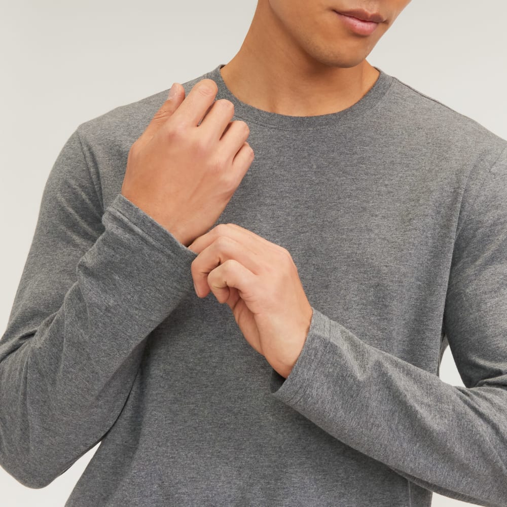 The Essential Organic Long-Sleeve Tee | Heathered Charcoal - Image 4