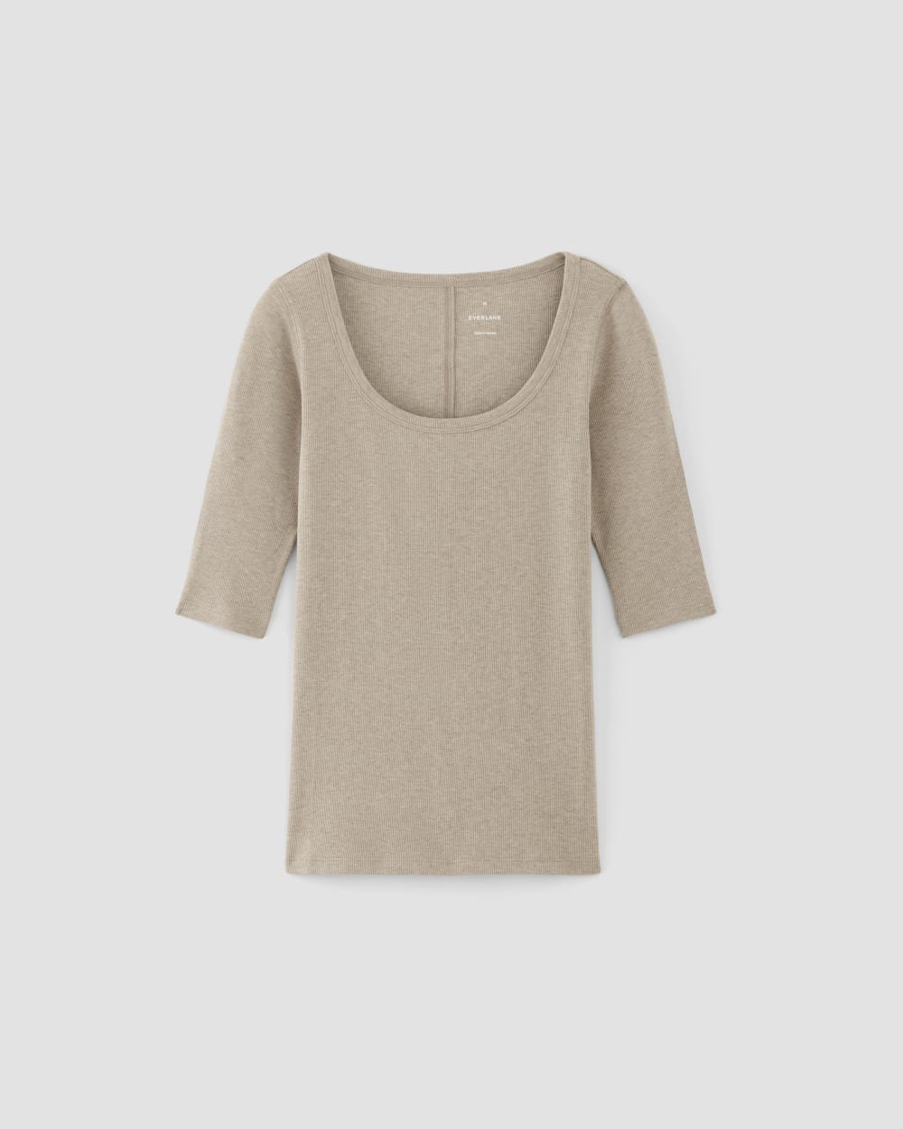 The Luxe Rib Scoop-Neck Tee | Heathered Tan - Image 2