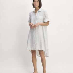 The Daytripper Dress in Linen | White / Black