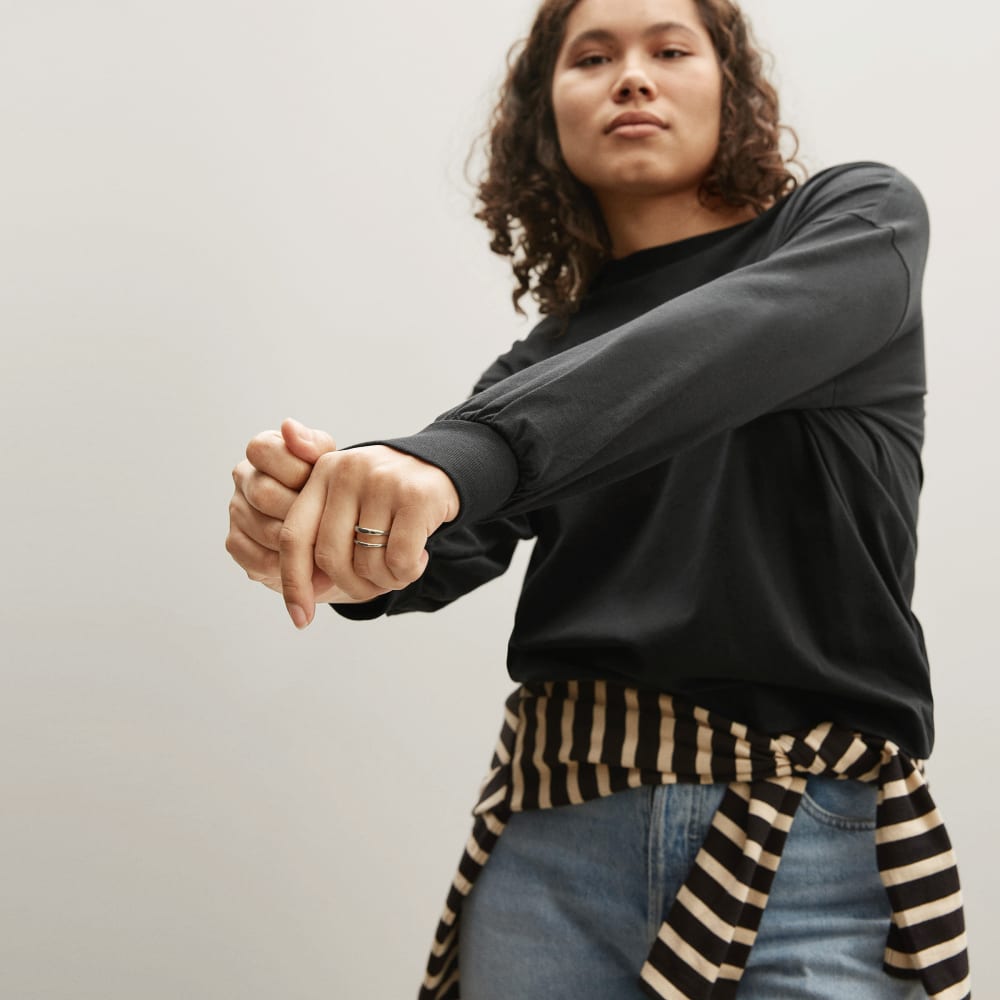 The Organic Cotton Long-Sleeve Tee | Black - Image 4