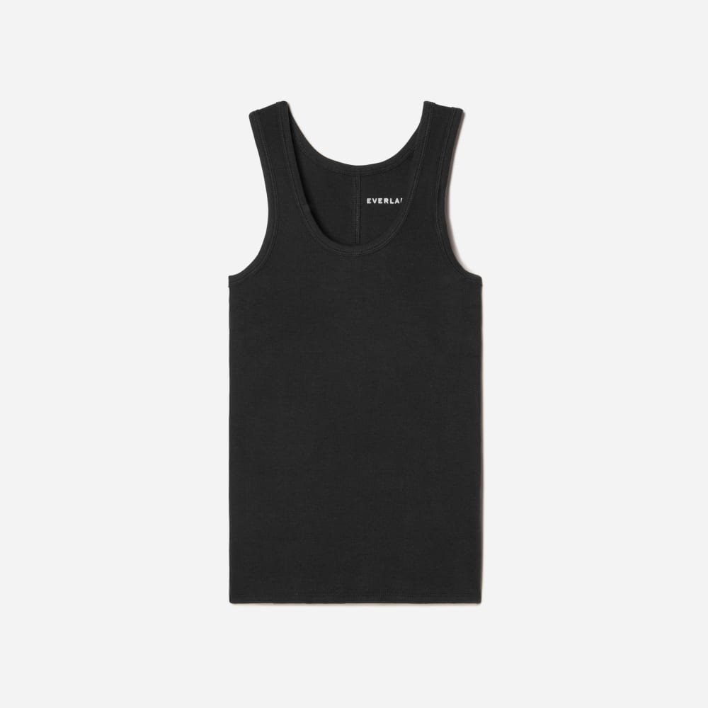The Pima Micro-Rib U-neck Tank | Black - Image 2