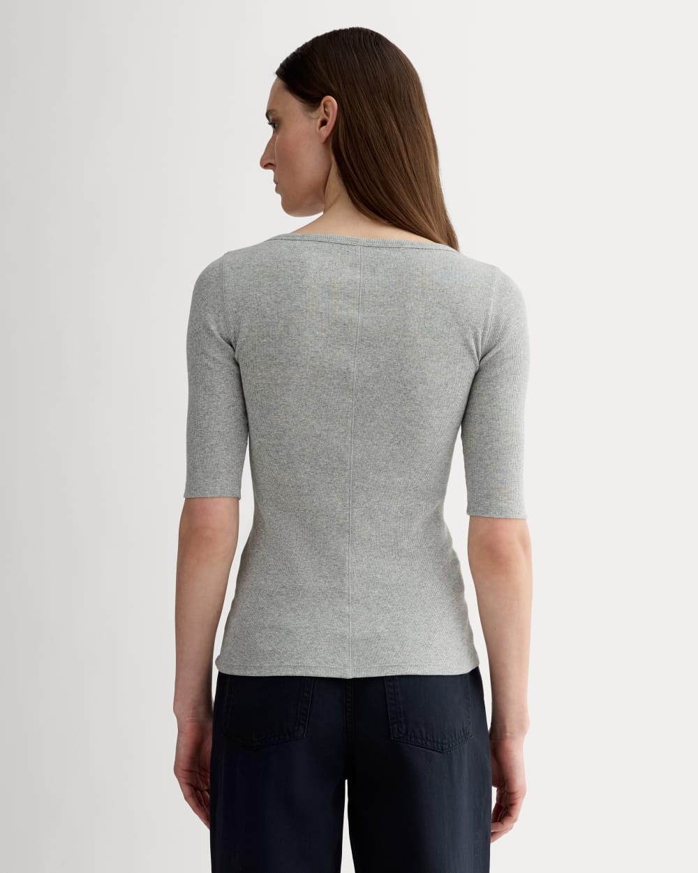 The Luxe Rib Scoop-Neck Tee | Heathered Grey - Image 5