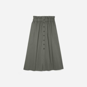 The Easy Button-Front Skirt | Pewter Green
