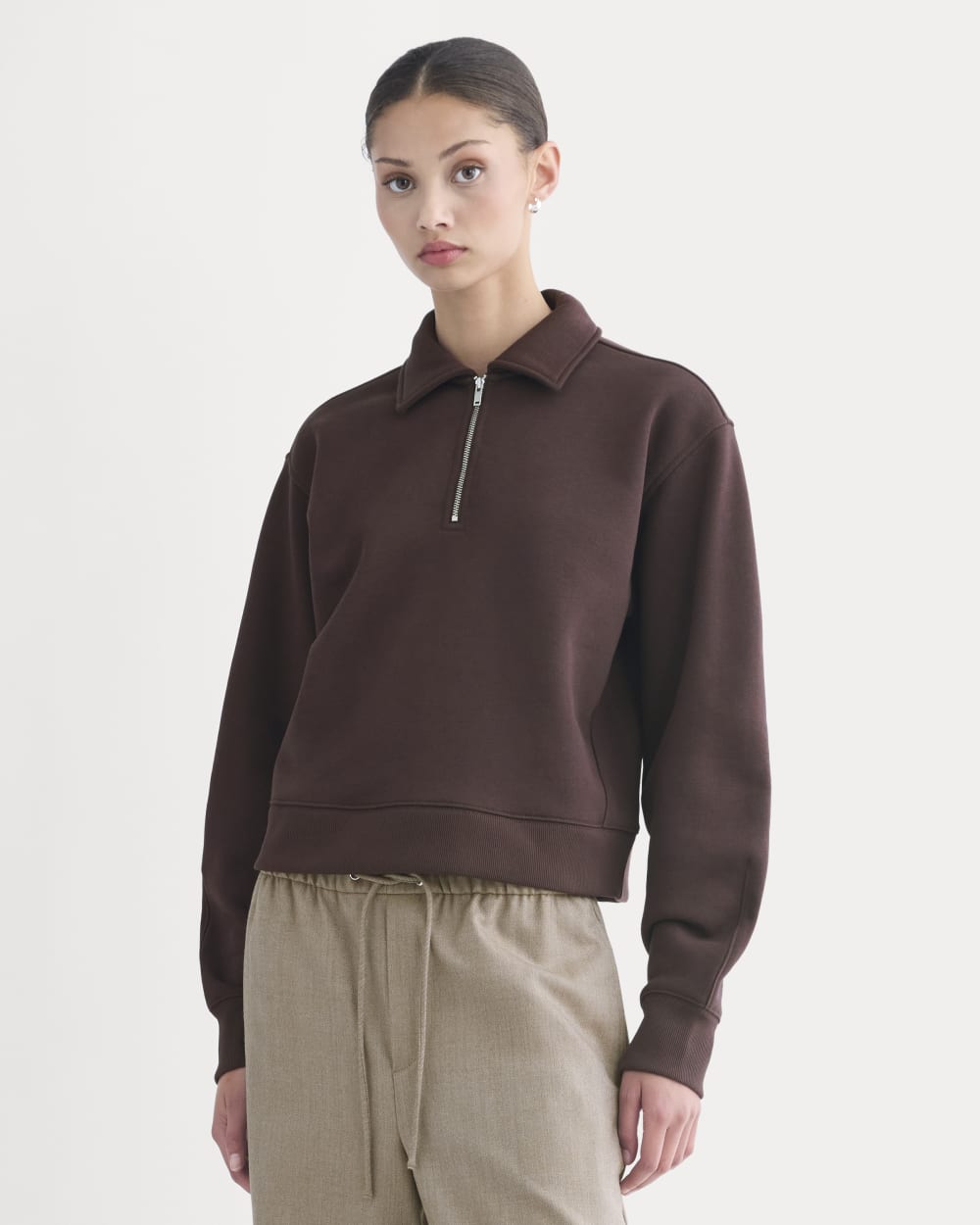 Luxe Fleece Zip Polo | Dark Chocolate