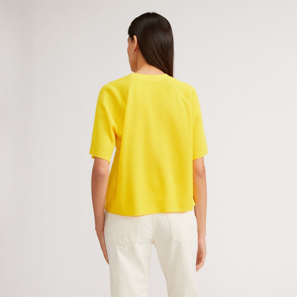 The Organic Cotton Waffle Raglan Tee | High Visibility Yellow - Image 3