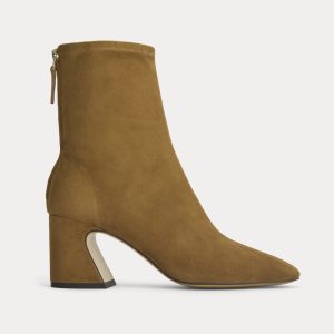 Leather Curved-Heel Boot | Russet
