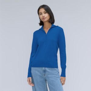 The Luxe Merino Half-Zip Sweater | Lapis Blue
