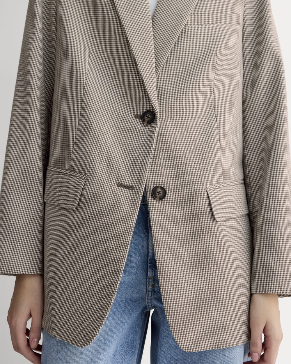The Oversized Blazer in Buttersmooth | Deep Taupe Mini Gingham - Image 4