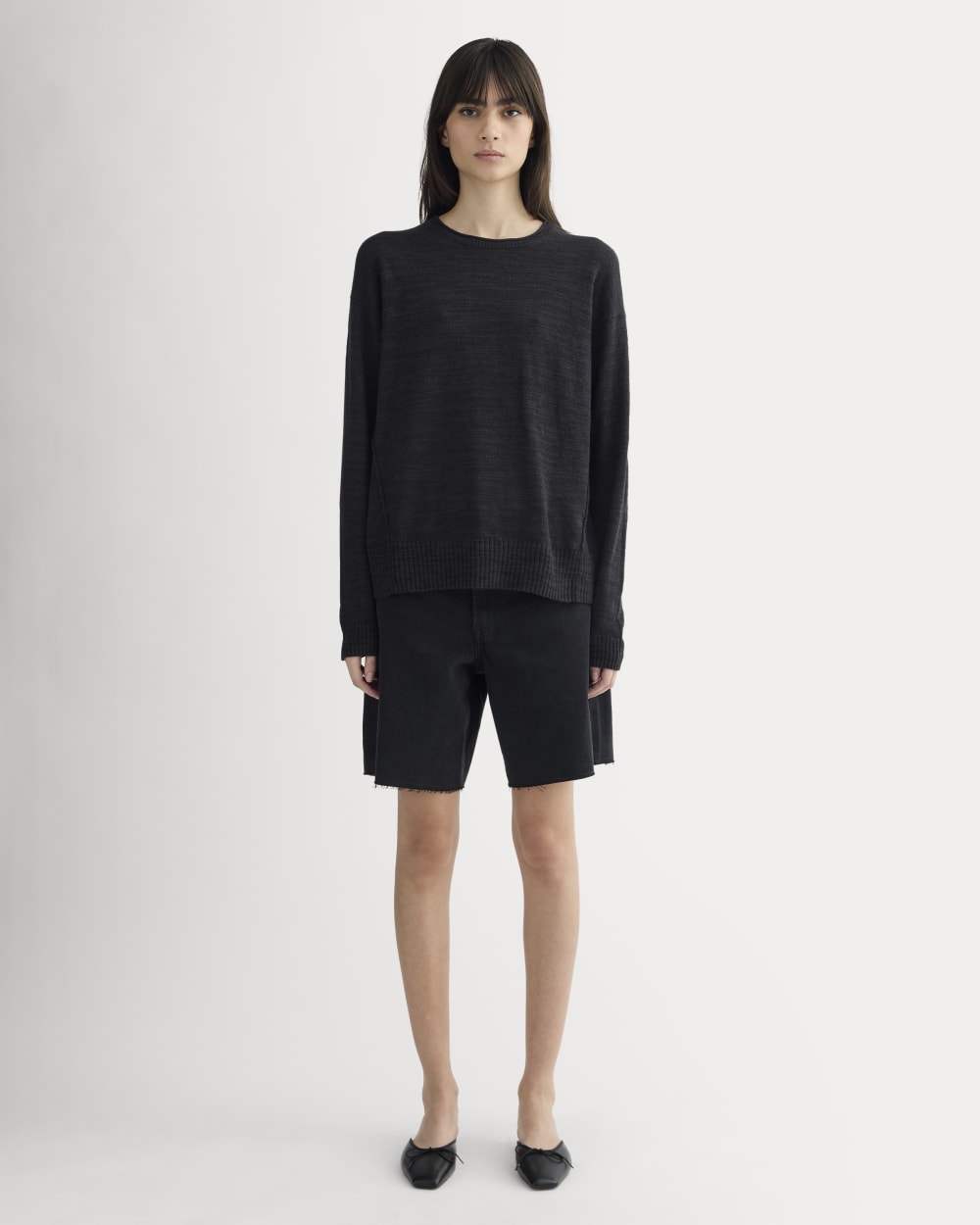 The Slouch Sweater in Cotton Linen | Black - Image 3