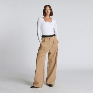 The Long-Sleeve Supima? Square-Neck Bodysuit | White | Bikini