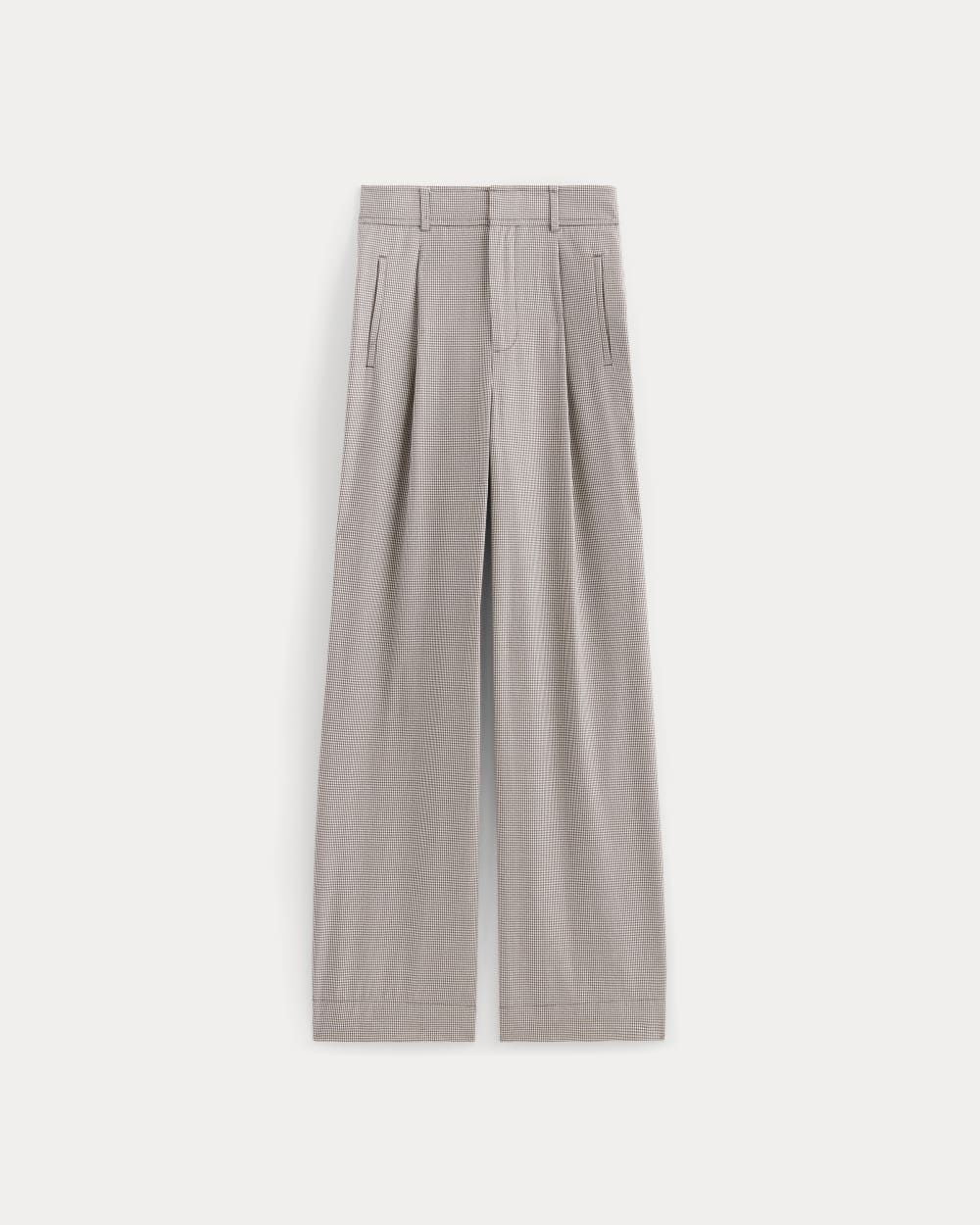 The Draper Pleated Pant in Buttersmooth | Deep Taupe Mini Gingham | 32 Inseam - Image 2