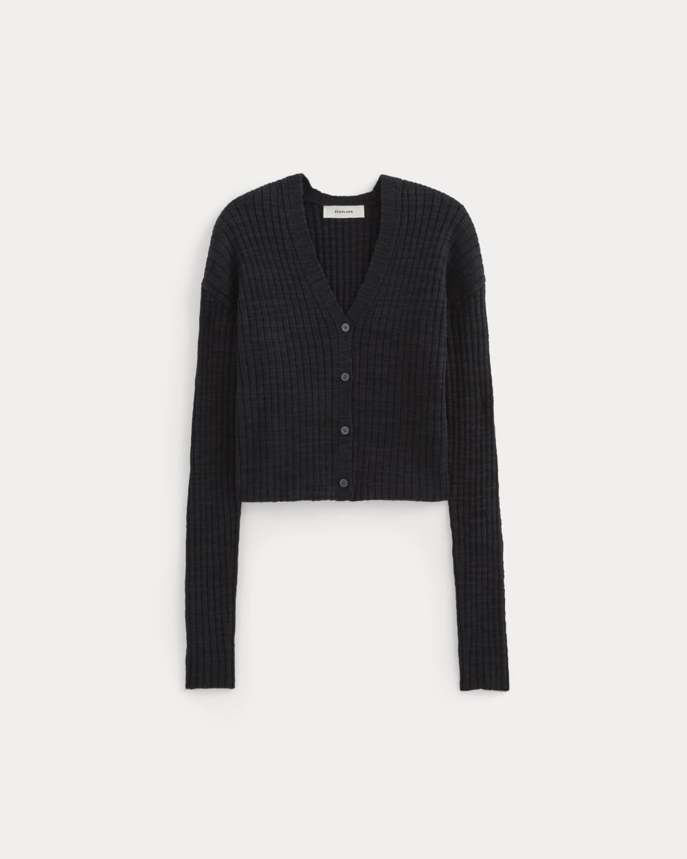 The Ribbed Cardigan in Cotton Linen | Black - Image 2