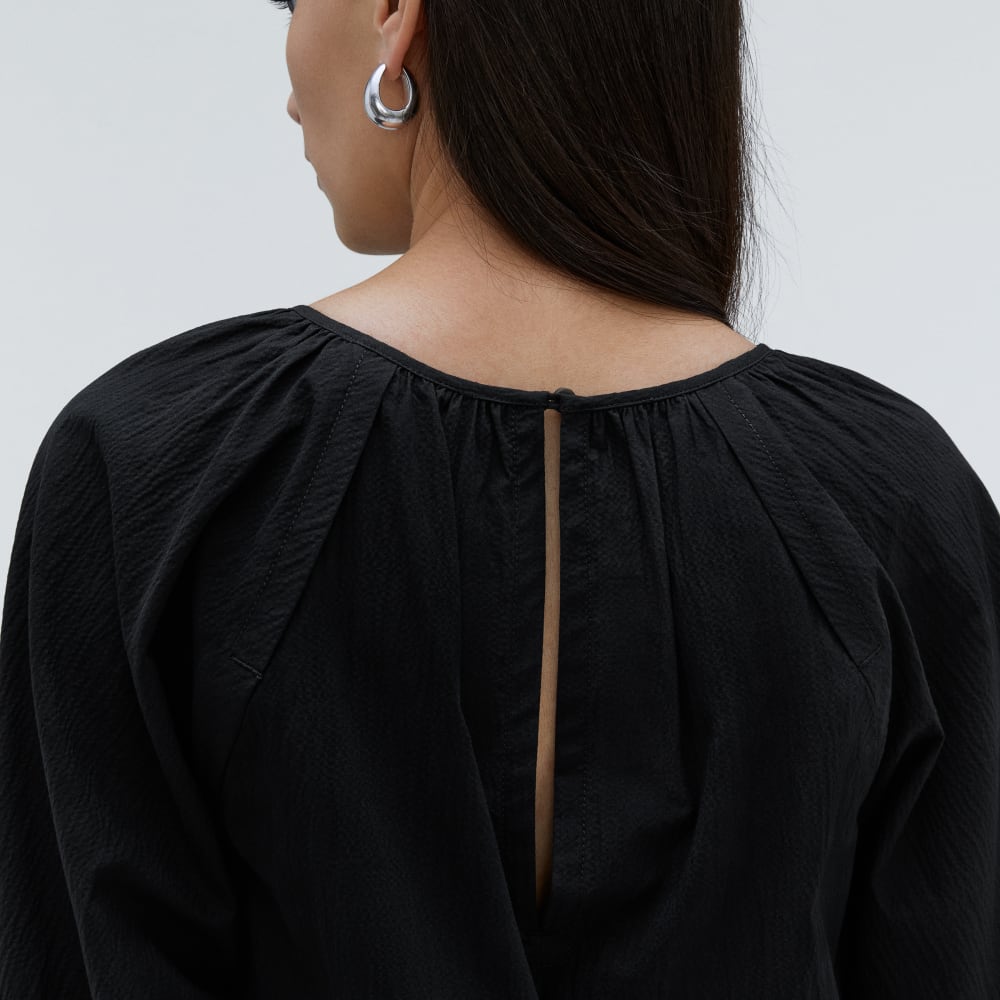 The Seersucker Puff Sleeve Dress | Black - Image 5