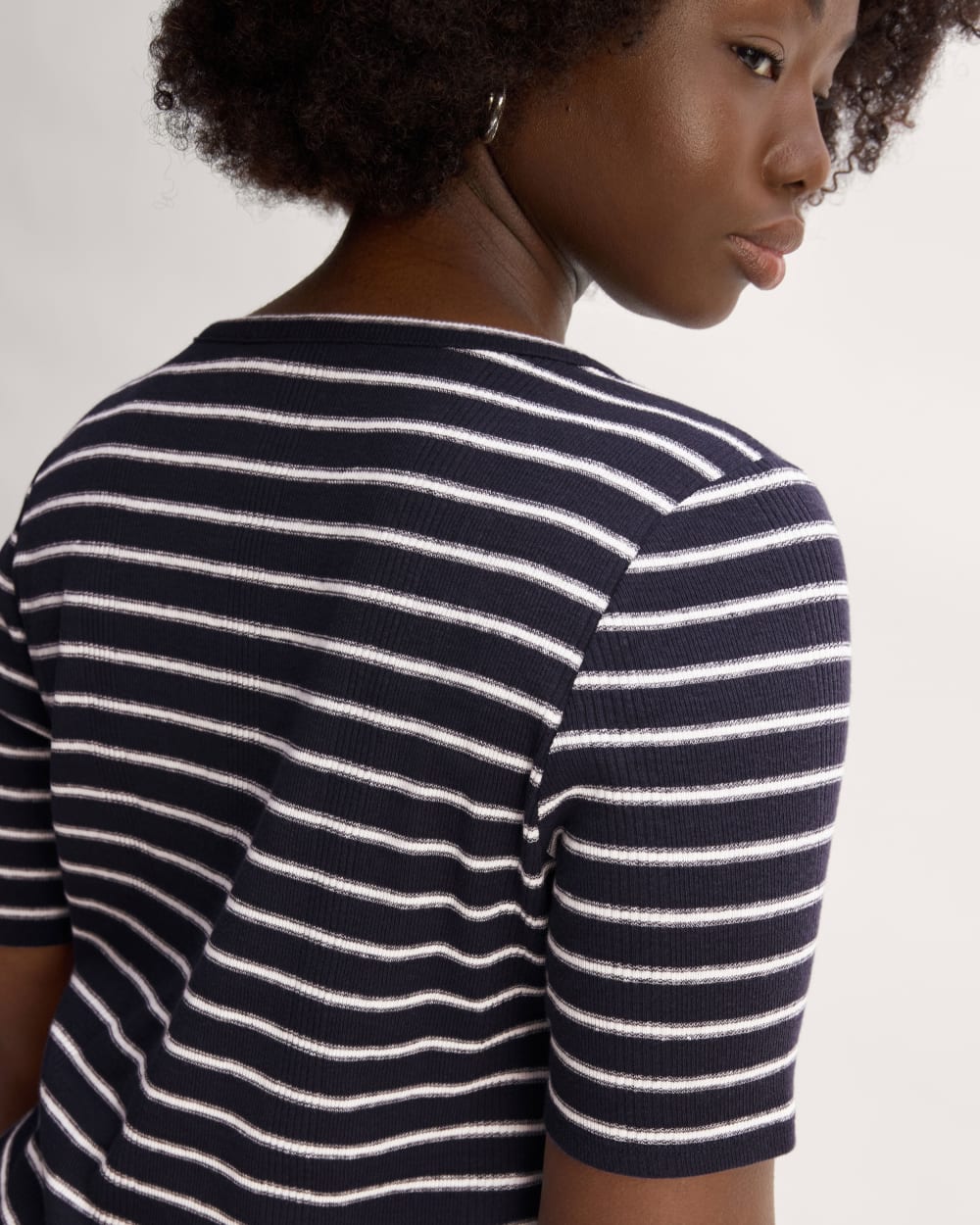 The Vintage Rib Scoop-Neck Top | Navy / Bone - Image 6
