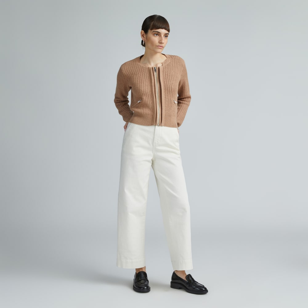 The Cropped Cotton-Merino Bomber | Chestnut - Image 6