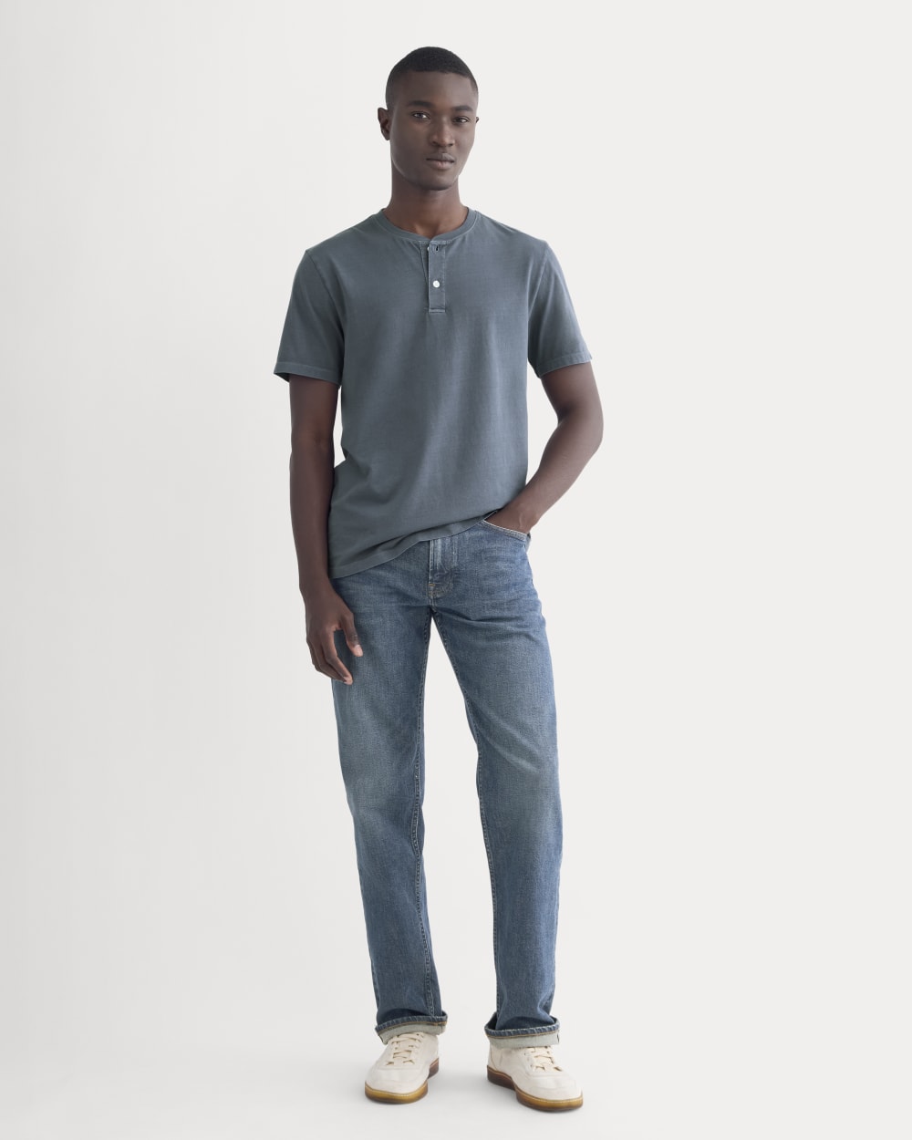 The Essential Organic Garment-Dyed Henley | Navy - Image 3