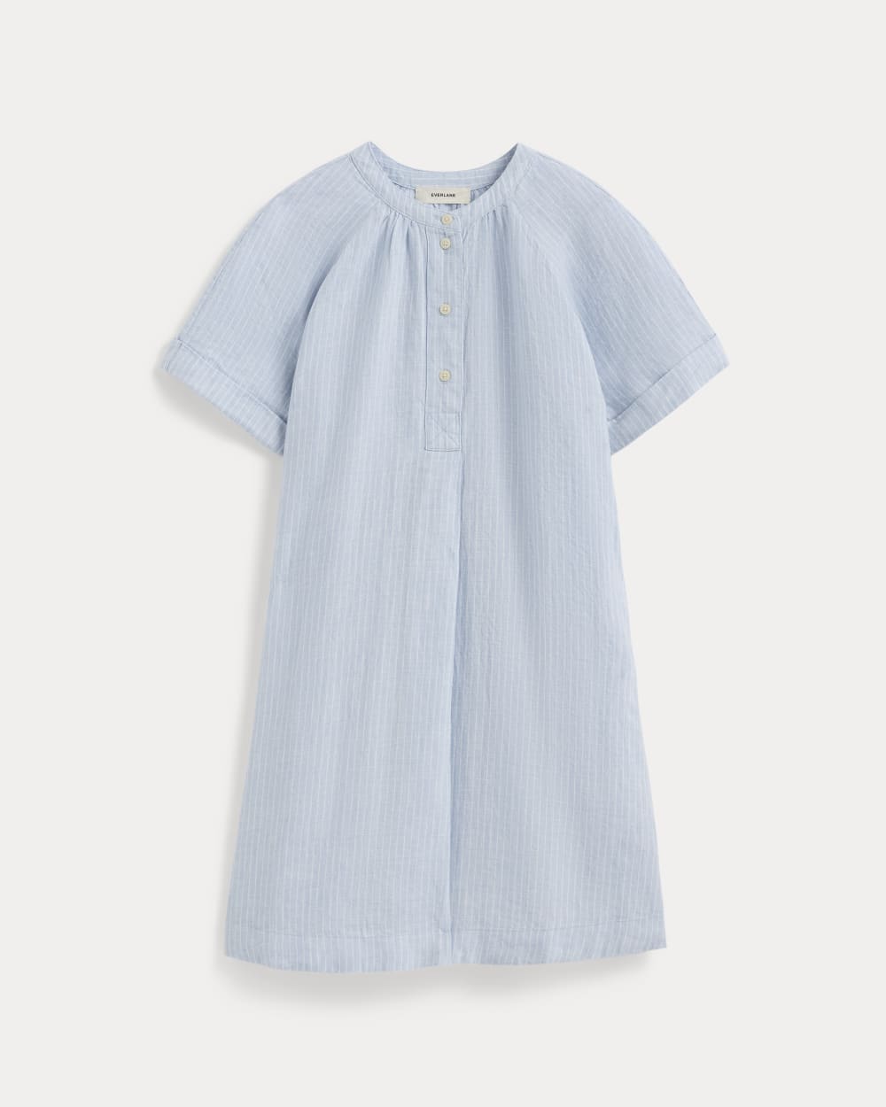 The Popover Dress in Linen | Sky Blue / White - Image 2