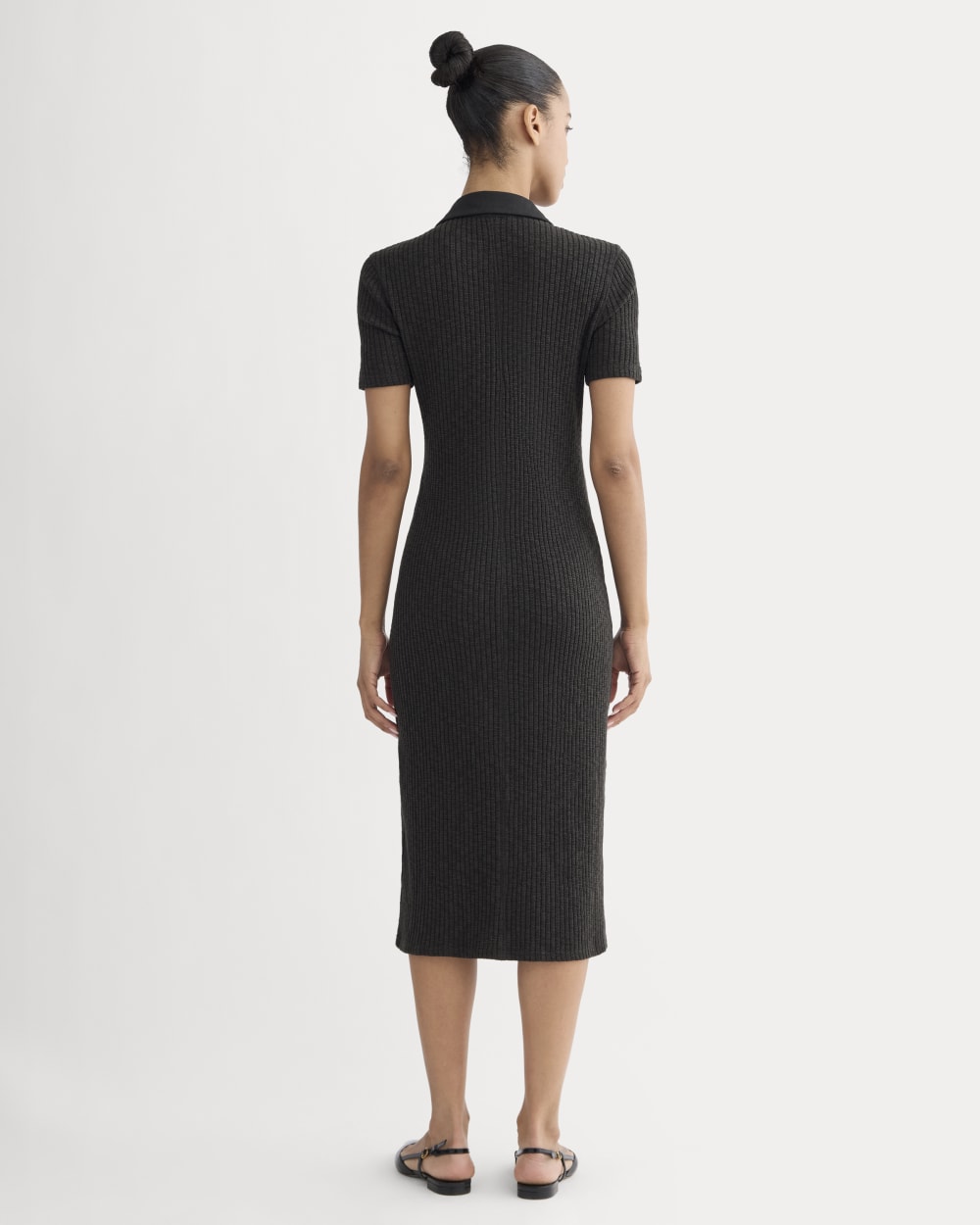 The Cozy Rib Polo Dress | Black - Image 4