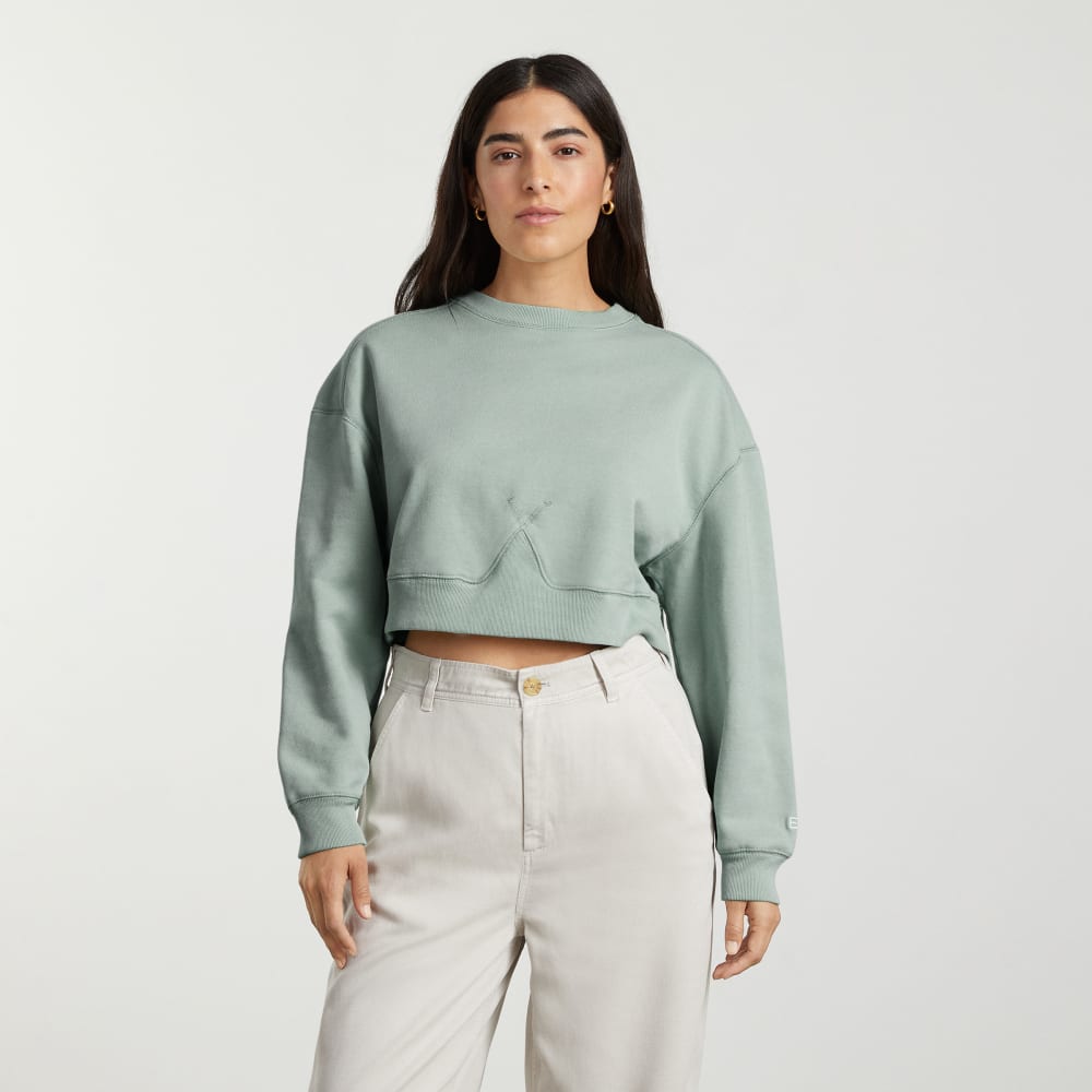 The Organic Cotton Cropped Crew | White Sage - Image 2