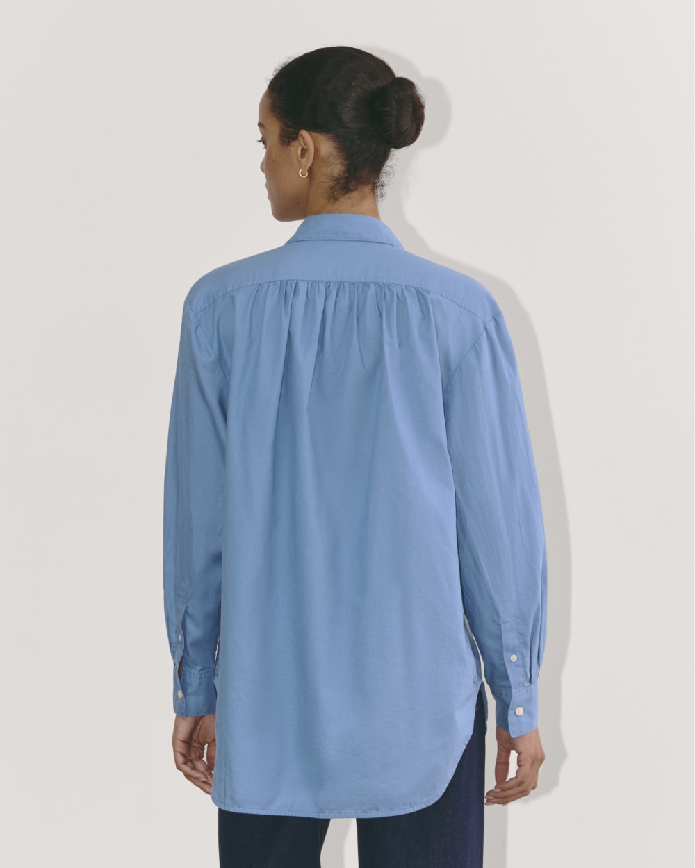 The Gathered Shirt in Silky Cotton | Bluebell - Image 5