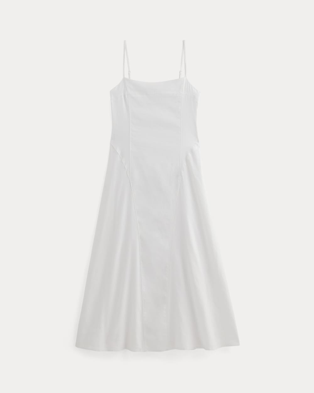 The Seamed Dress in Stretch Linen | White - Image 2