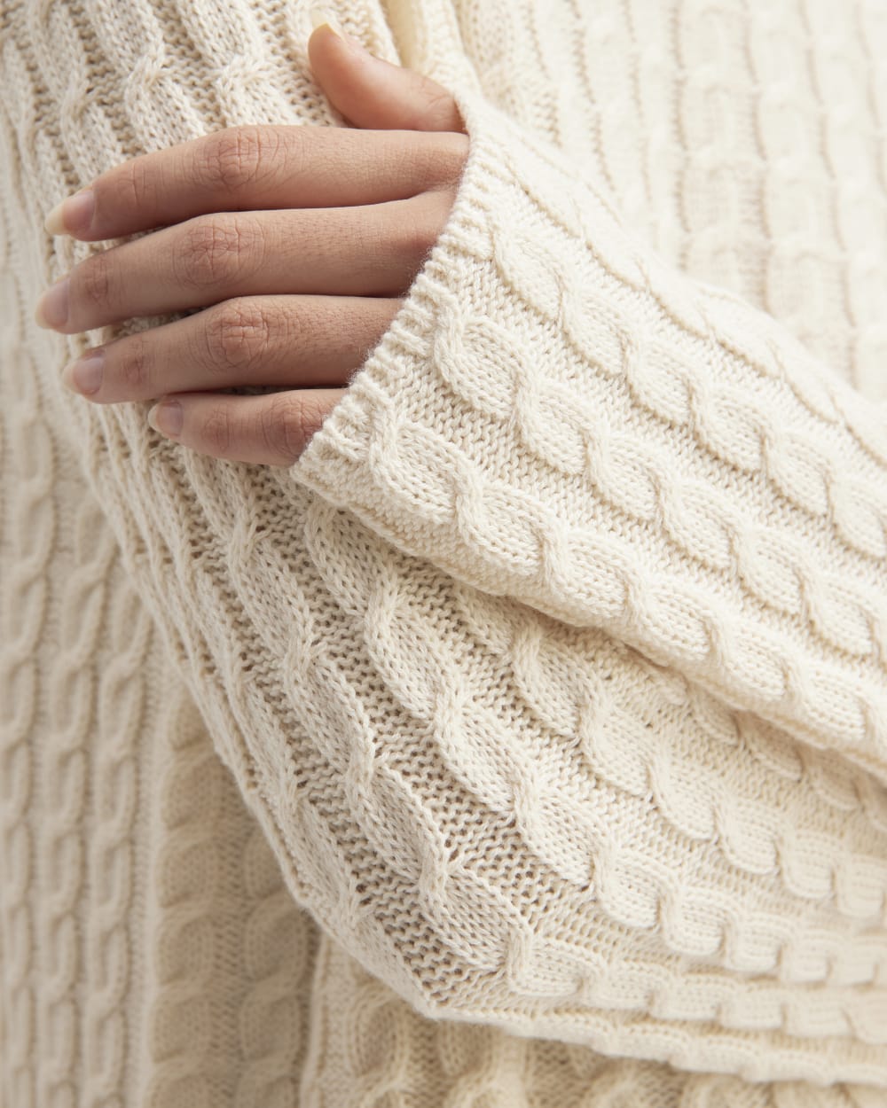 The Cotton Merino Cable Crew | Canvas - Image 5