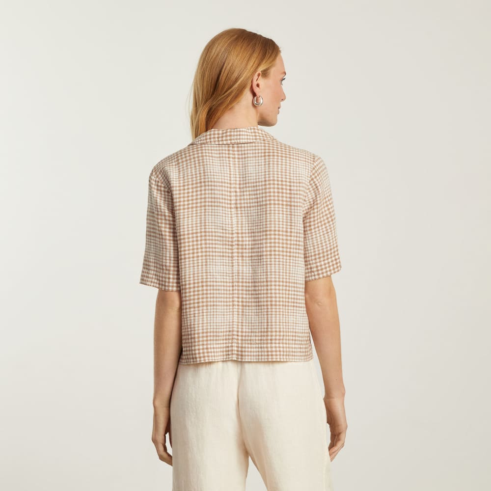 The Linen Workwear Shirt | Iced Coffee Grid - Image 3
