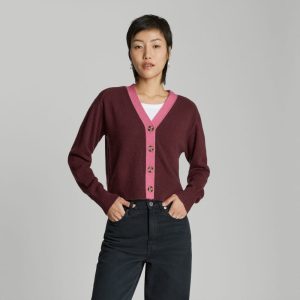 The Cashmere Cardigan | Tawny Port / Bubblegum
