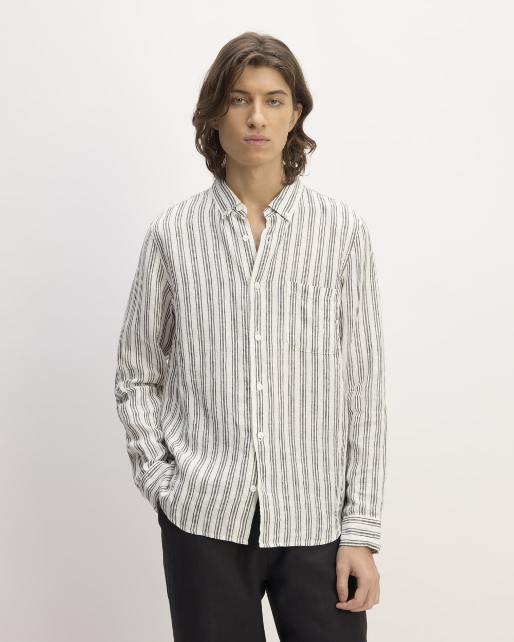 The Classic Shirt in Linen | Bone / Black