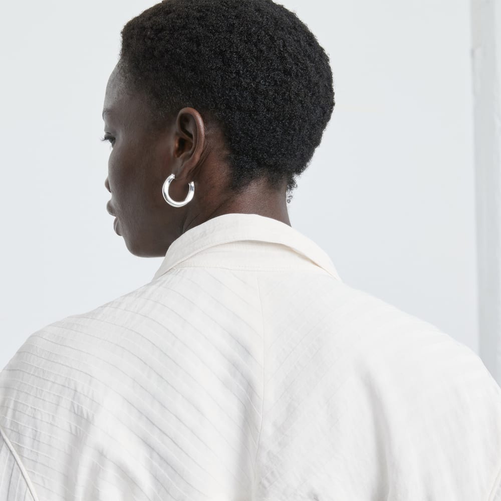 The City Stripe Draped Shirt Dress | Bone - Image 6