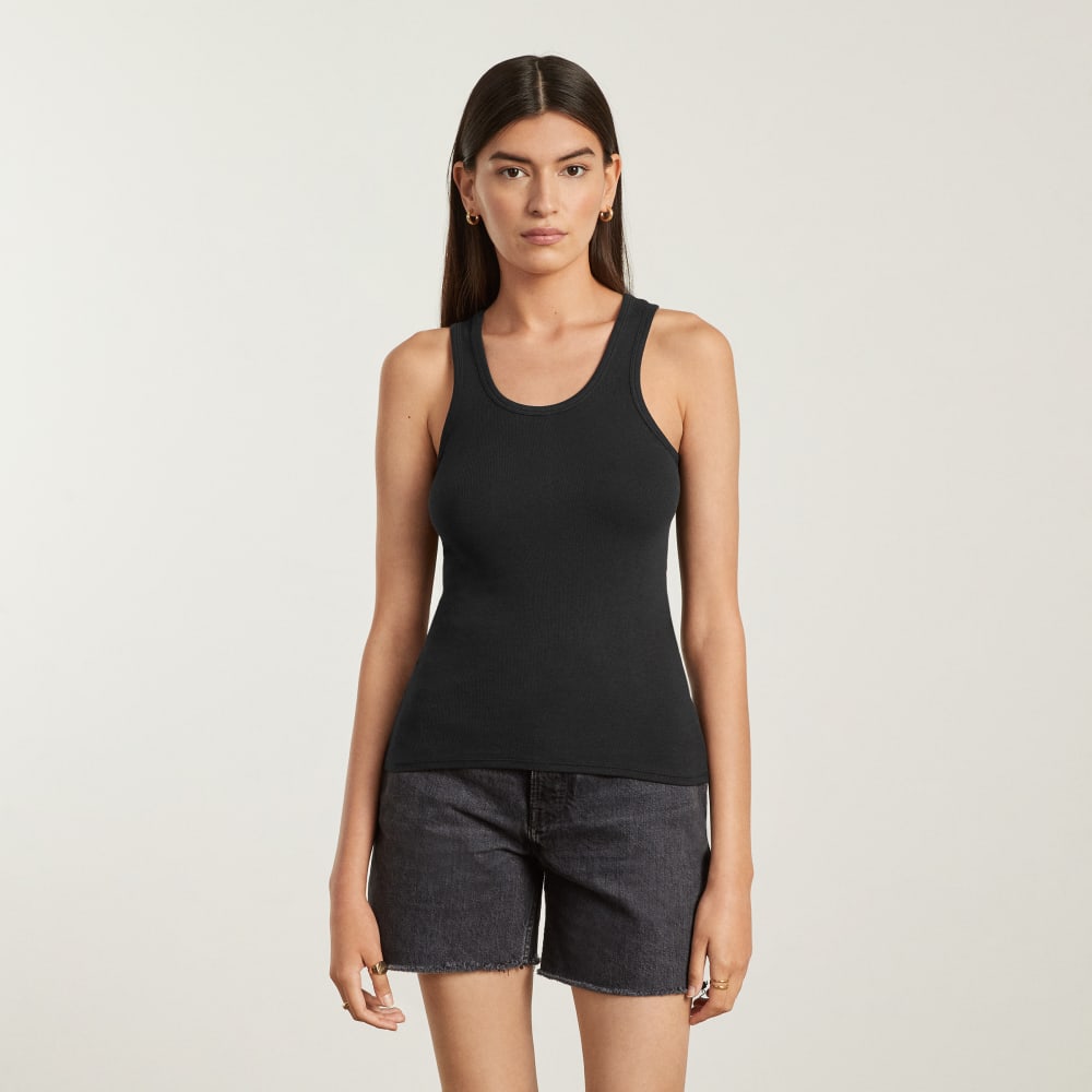 The Pima Micro-Rib U-neck Tank | Black