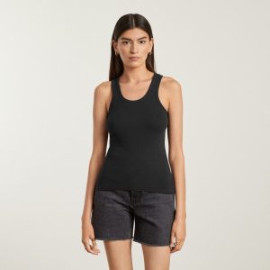 The Pima Micro-Rib U-neck Tank | Black