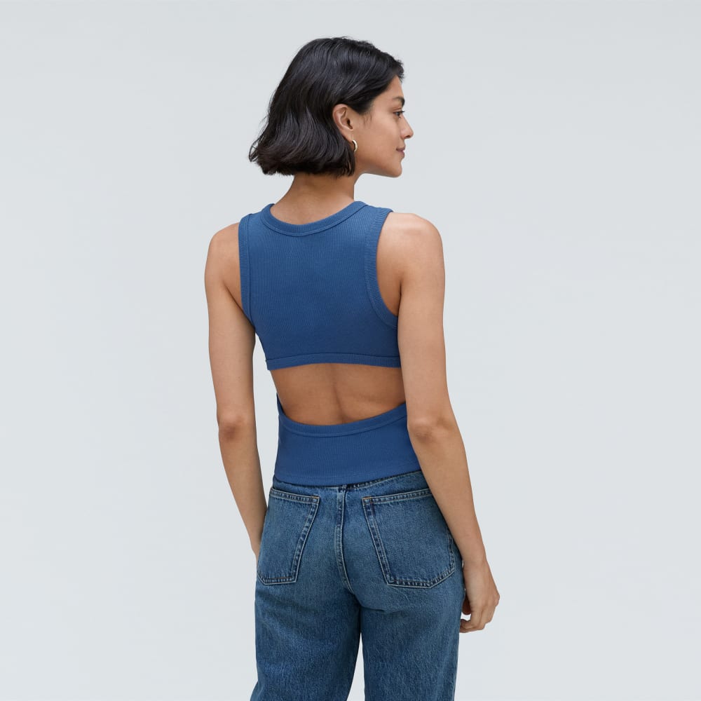 The Ribbed Cutout Tank | Deep Blue - Image 2