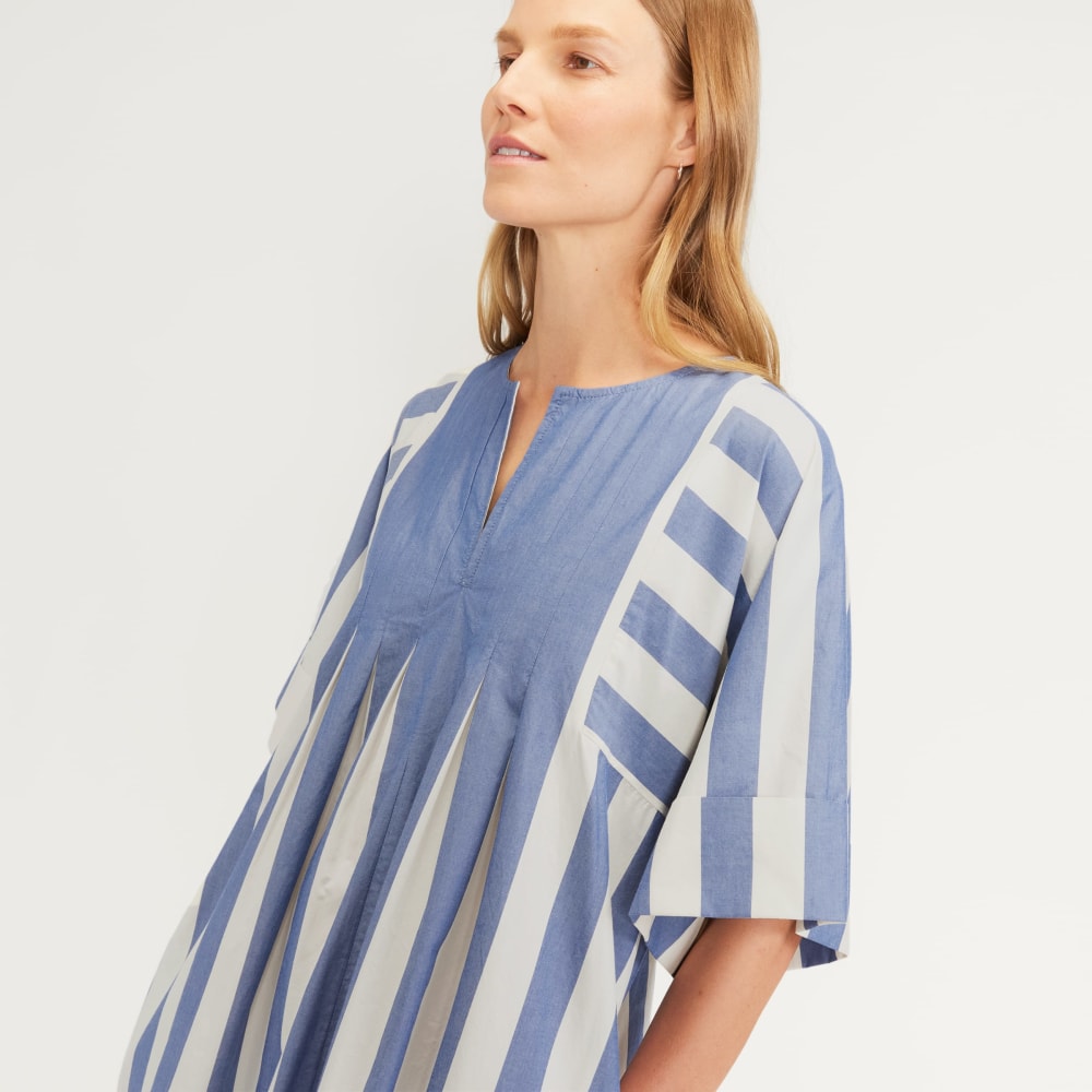 The Poplin Caftan Dress | Mazarine Blue / Bone - Image 3
