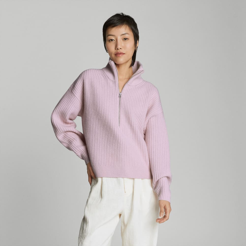 The Half-Zip Sweater in Luxe Merino | Light Lilac