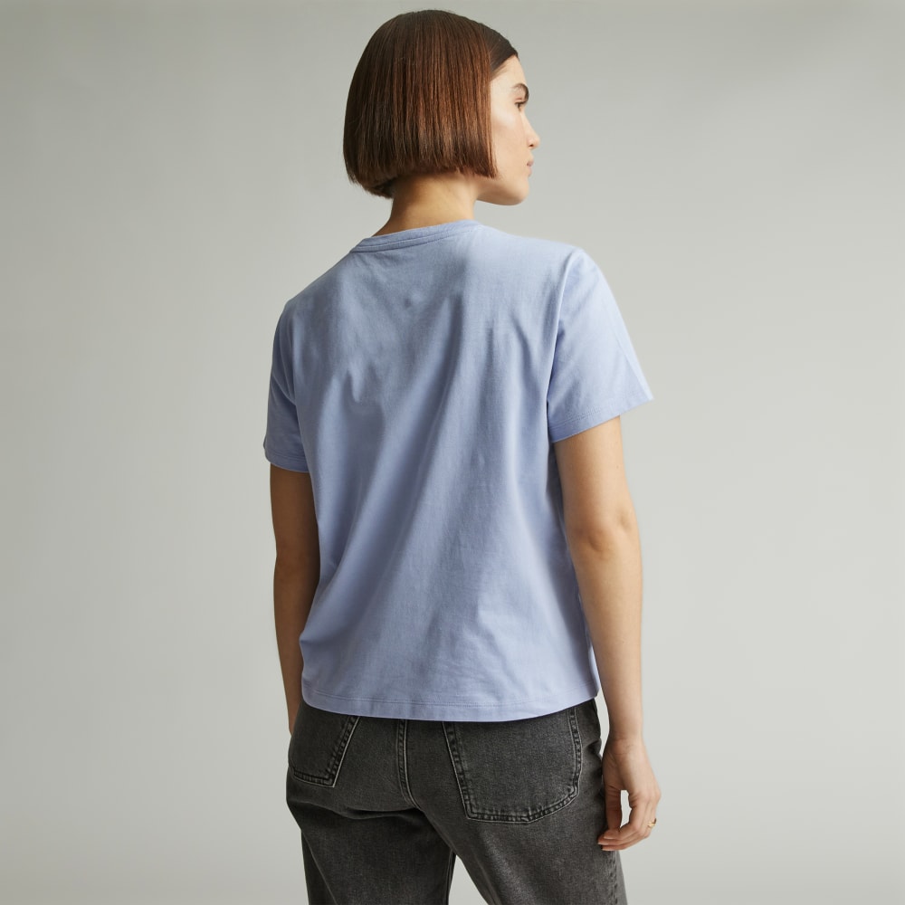 The Box-Cut Tee in Essential Cotton | Periwinkle | Pocket - Image 4