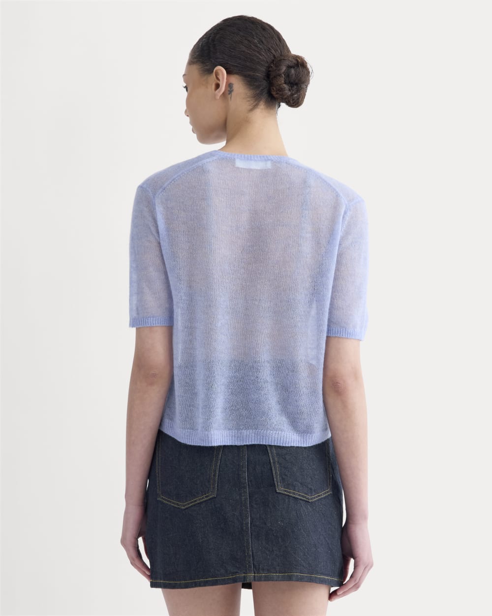 The Air Alpaca??Short-Sleeve Cardigan | Soft Blue - Image 6