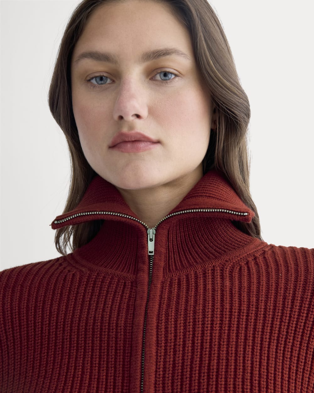 The Full-Zip Sweater in Everyday Cotton | Merlot - Image 4