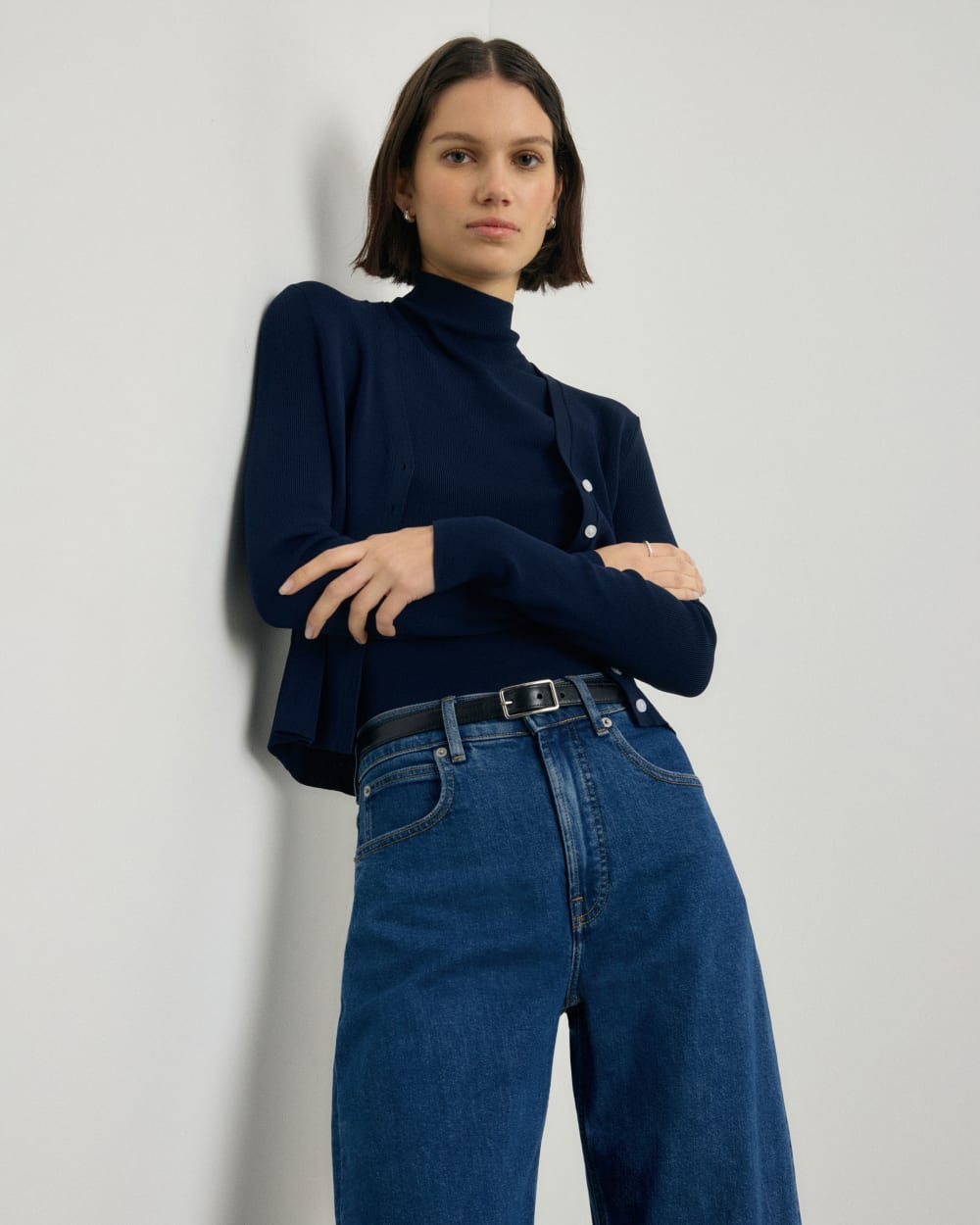 The Viscose Knit Cardigan | Navy - Image 7