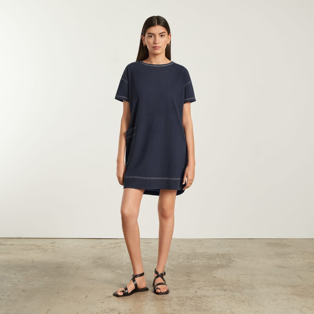 The Oversized Mariner Dress | Navy / White - Image 2