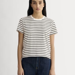 The Box-Cut Tee in Essential Cotton | Bone / Black | No Pocket