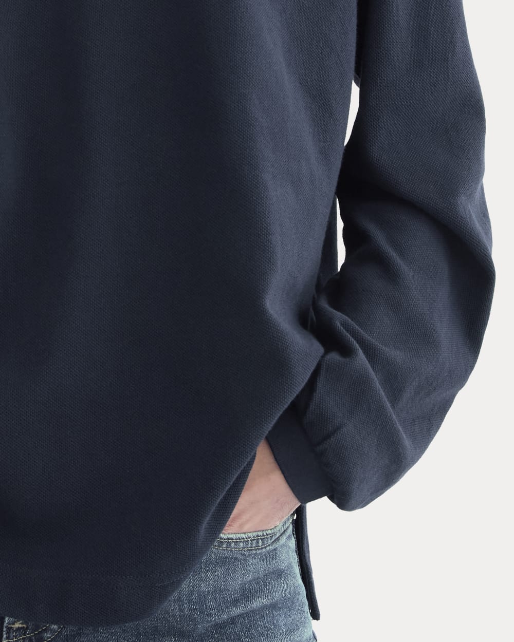 Oversized Pique Polo | Deep Navy - Image 4