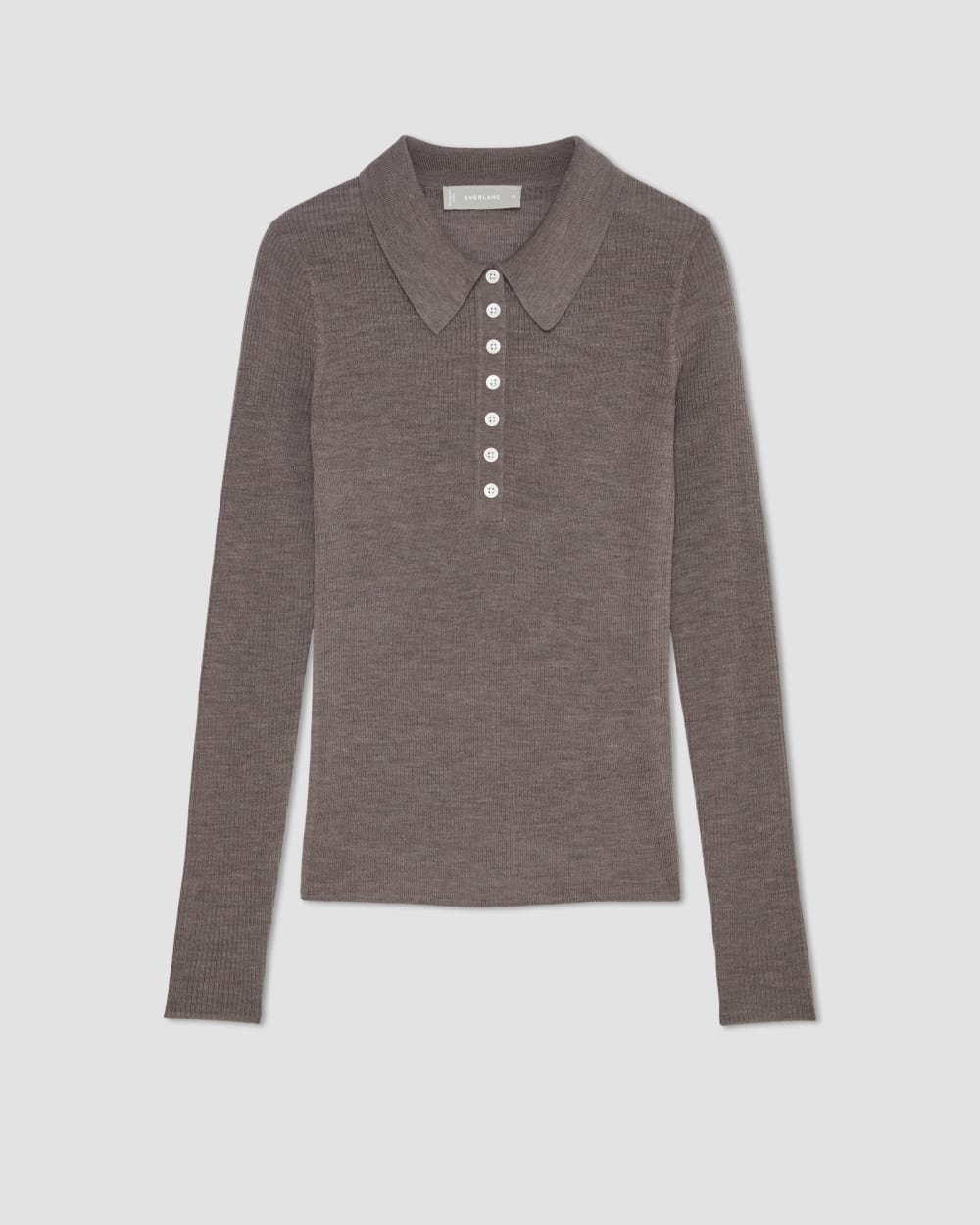 The Polo in Ultrasoft Merino | Heather Cocoa - Image 2