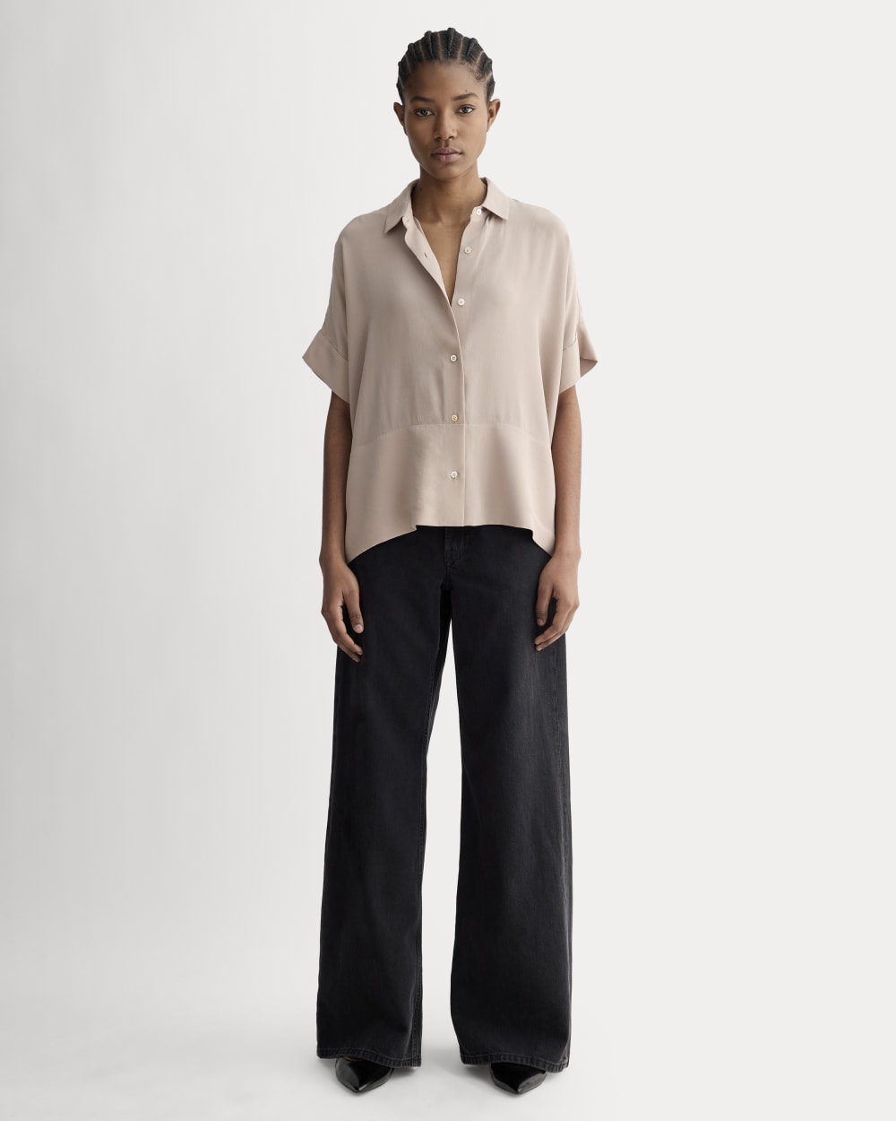The Boxy Shirt in Washable Silk | Burnt Sugar - Image 3