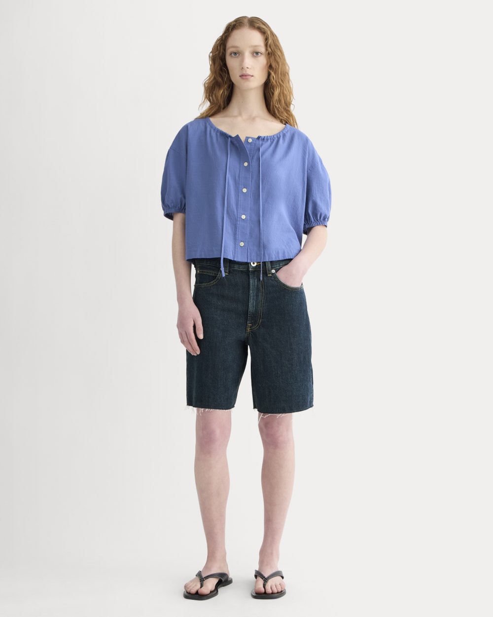 The Gauze Button-Up | Soft Cobalt - Image 3