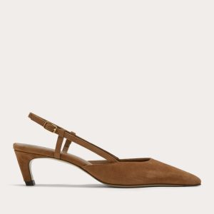 The Studio Slingback Heel | Saddle Brown Suede