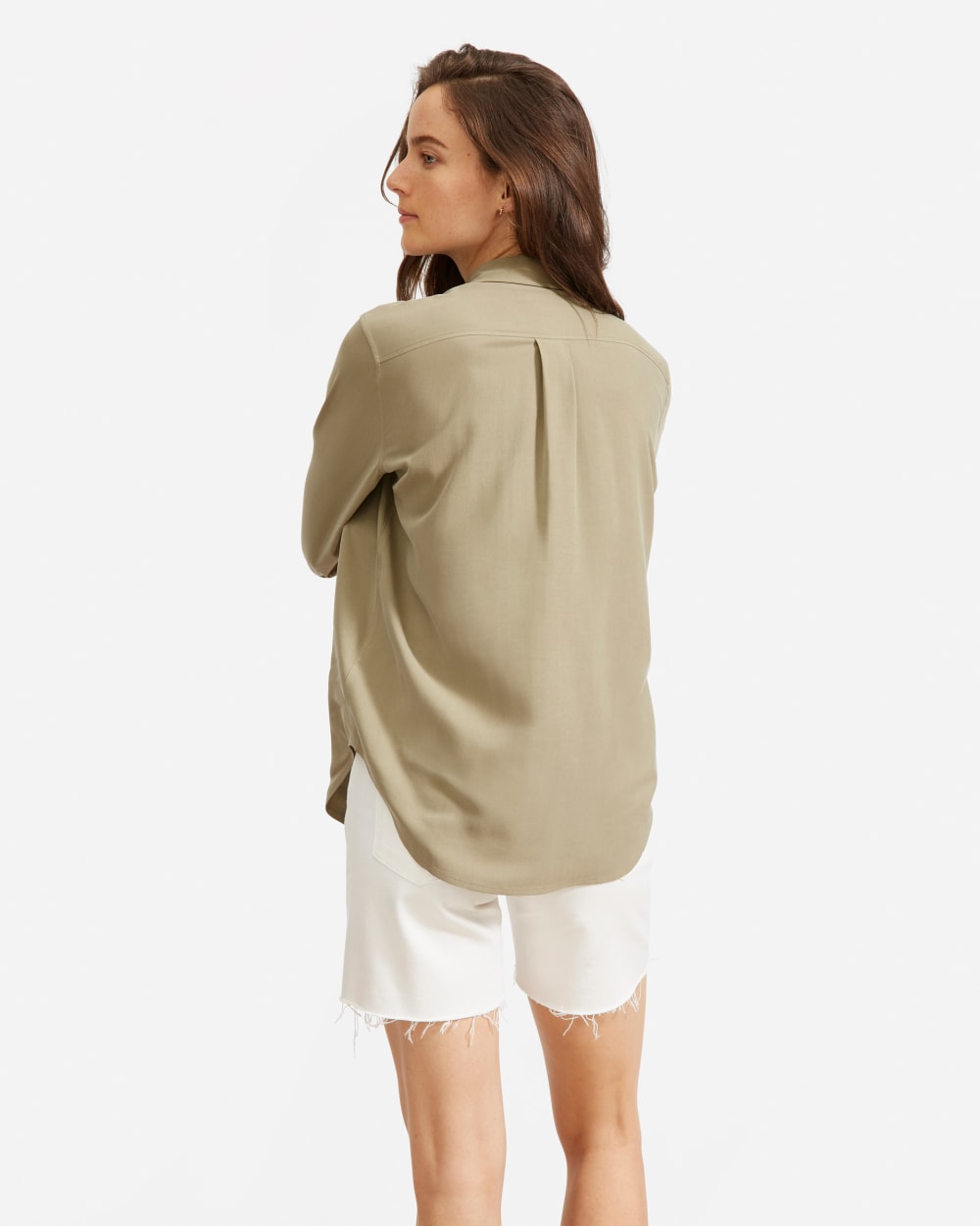 The Washable Silk Relaxed Shirt | Covert Green - Image 5