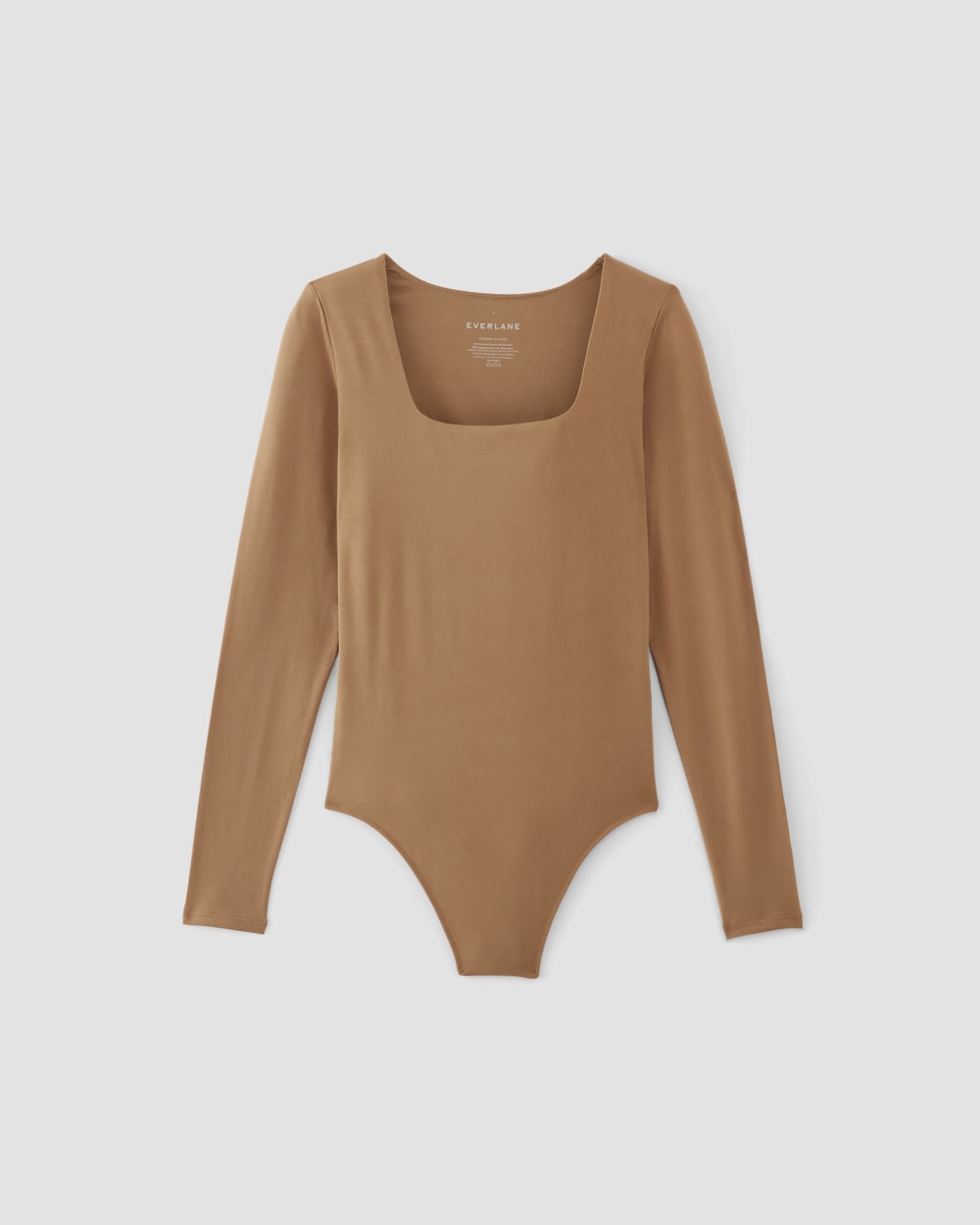 The Long-Sleeve Supima? Square-Neck Bodysuit | Tawny Brown | Thong - Image 2
