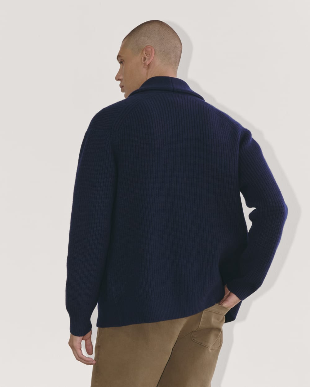 The Felted Merino Shawl Collar Cardigan | Deep Navy - Image 5