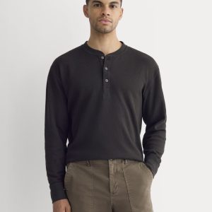 Thermal Henley in Cozy Waffle | Black